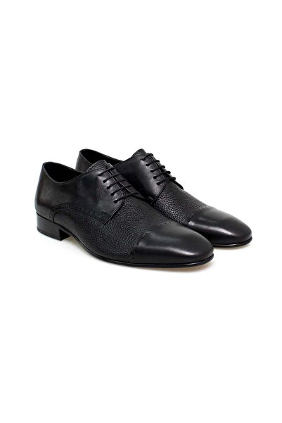 FRANCO CALVANI Black Color Lace-Up Genuine Leather Men's Shoes
