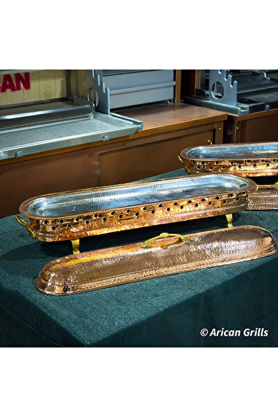 Arıcan 40 cm Isıtmalı Bakır Lav Taşlı Jel Yakıtlı Servis Tabağı