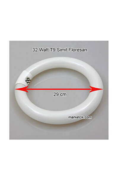 marketcik 32 Watt Beyaz Simit Floresan Ampul T8-T9 Normal Simit Ampul, 4 içeri pinli
