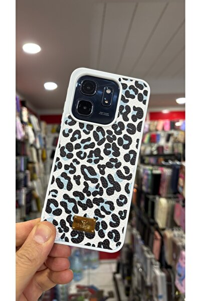 darkpower حافظة Infinix Hot 50I من السيليكون باللون الأبيض بنمط الفهد