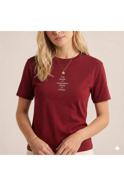 BUWOM تي شيرت نسائي The Power of مطبوع برقبة دائرية