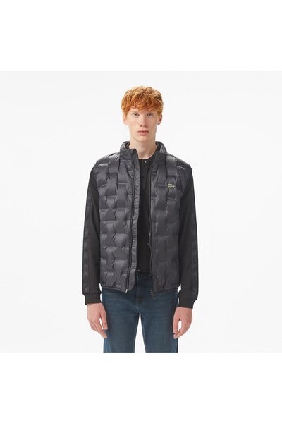 Lacoste Erkek Dik Yaka Kapitone Siyah Yelek