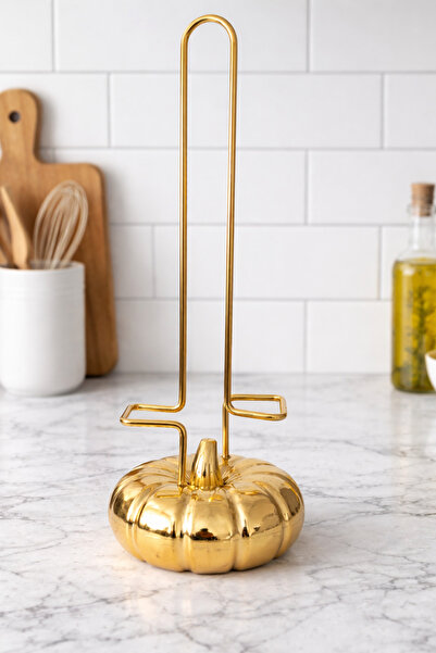 Al Ver Gülüm Gold Kaplama Balkabağı Tasarım Kağıt Havlu Askısı Mutfak Tezgah ...