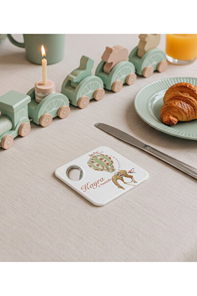 arslart Balonlu safari temali kisiye ozel magnet acacak & bardak altligi, beb...