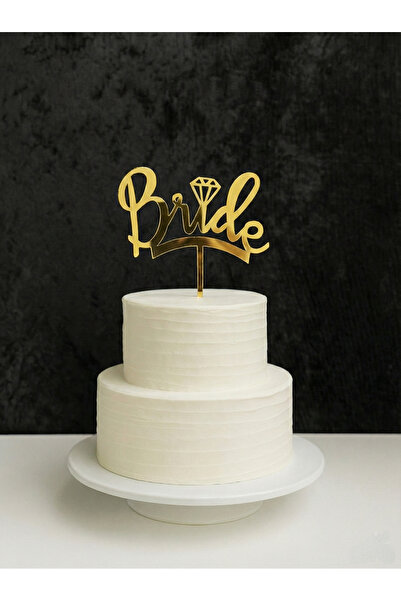 SırmalıHome Bekarlığa Veda Partisi İçin 'Bride' Yazılı Gold Pasta Üzeri Süsü ...