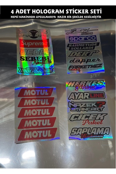 ÖZGÜL REKLAM Hologram Sticker Seti 21 Adet 17 TAKIM / Araç Hologram Sticker /...