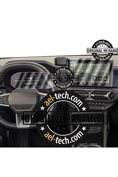 ael-tech واقي شاشة نانو 9H متوافق مع نظام الملاحة والعدادات الرقمية لسيارة ري...