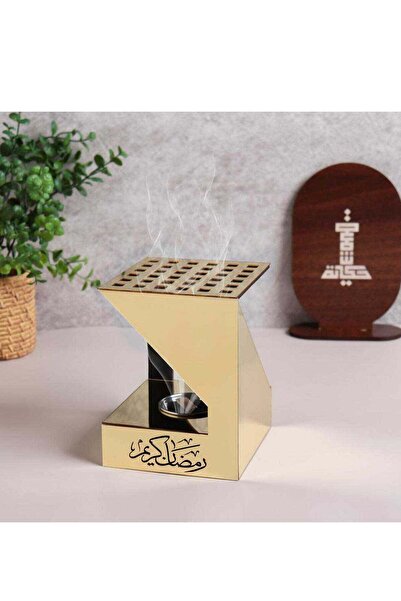 Story of candle مبخره بخور مصنوعه من الاكريليك اللامع ، تحمل عبارة "رمضان كري...