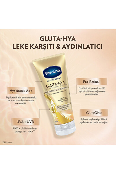 Vaseline 200 ml glua-hya leke karşıtı ve aydınlatıcı