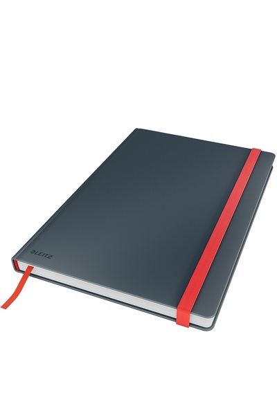 Leitz Caiet birou Cosy, carton, coperta dura, FSC, reciclabil, B5, 80 coli, dictando, gri antracit