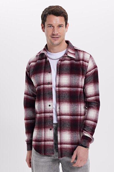 Tudors Cămașă pentru bărbați slim fit Slim croială în carouri pentru iarnă