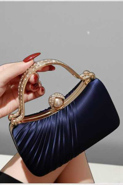 ELENAS Geantă de seară din satin, geantă de mână, geantă elegantă pentru roch...