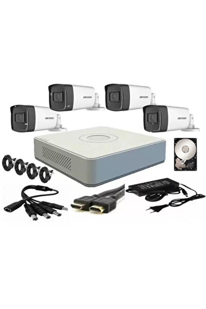 Hikvision Video Surveillance Kit 4 Cameras 2MP FULLHD 1080p IR 40m + Installation Accessories, HDD 5