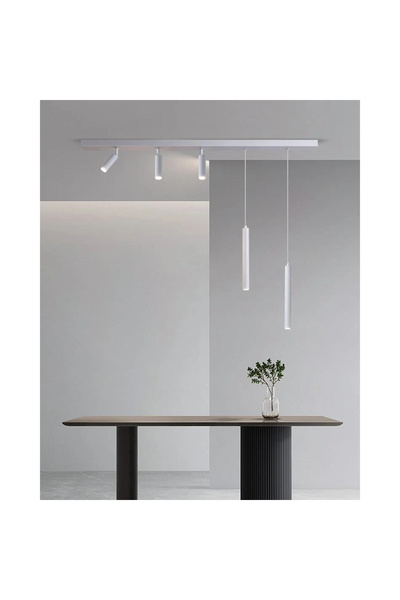 NZL Lighting Mion Beyaz Led Spotlu Boru Sarkıt Avize Yemek Odası Avize