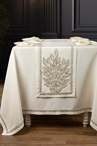 ZEBRACASA Karen Masa Örtüsü Takımı / Krem