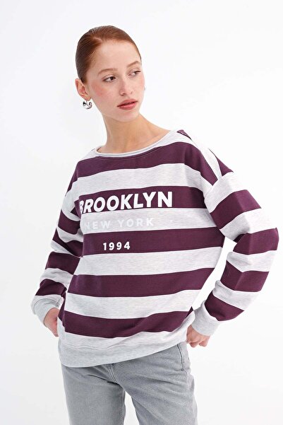 Addax cu imprimeu Swea cu dungi tricou S10587