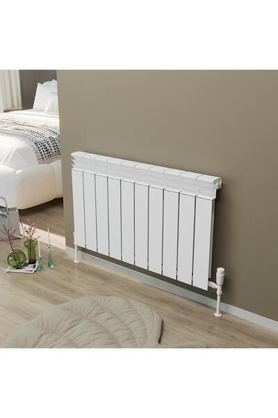 Lojimax Alüminyum Dekoratif Radyatör Besto XL 600x1200mm 12 Dilim Dokulu Beyaz | 887 W Yüksek Isıl G