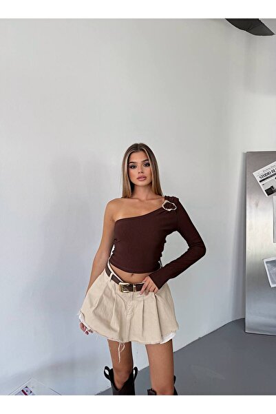 KECHİ WOMAN Ottoman Kumaş Tek Omuz Aksesuarlı Crop