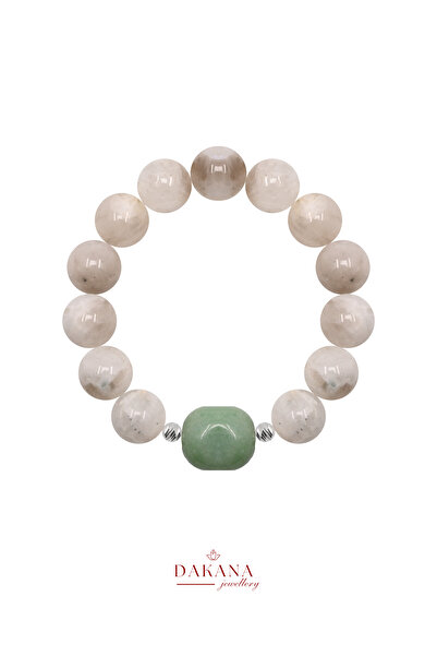 DAKANA JEWELLERY Certified Moonstone and Rectangular Aventurine Stone 12mm Na...