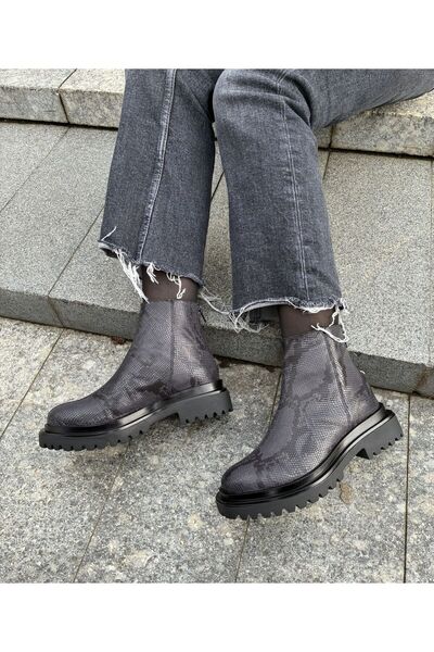 KOLARIS Croco Gry Ankle Boots