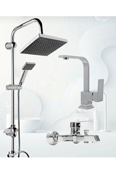 luxury faucet krom robot krom kare lavabo krom kare banyo bataryası 4 lü set