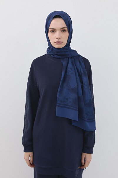 Nihan Dalga Desen Naia Pamuk Şal Lacivert