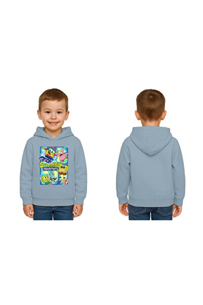 SEDİRLİ سترة سبونج بوب مطبوع للأطفال للجنسين بغطاء للرأس 3 خيوط مزخرفة