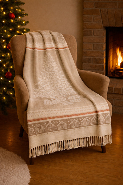 Merinos Yılbaşı Battaniyesi Pamuklu Çift Kişilik 180x220