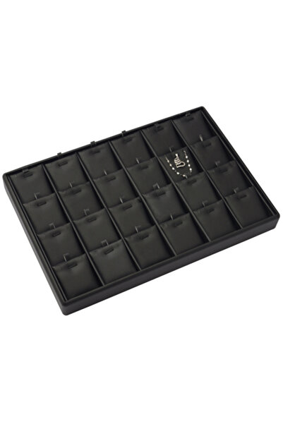 Cufarul cu margele Display Tray for 24 Jewelry Sets Black Leather 35x24x5cm