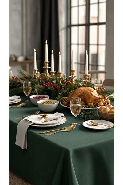 kesenegore Yılbaşı İçin Premium Duck Kumaş Leke İtici, Kalın Dokulu Masa Örtüsü