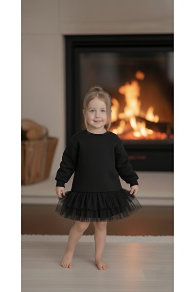 bright moon Kız çocuk sweatshirt elbise eteği tüllü