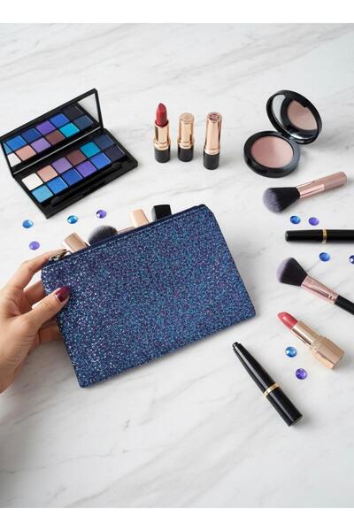 Adalinhome Zippered Single Compartment Glitter Makeup Bag