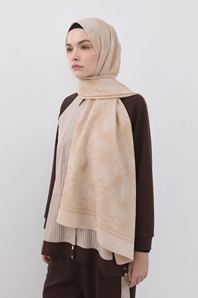 Nihan Dalga Desen Naia Pamuk Şal Krem