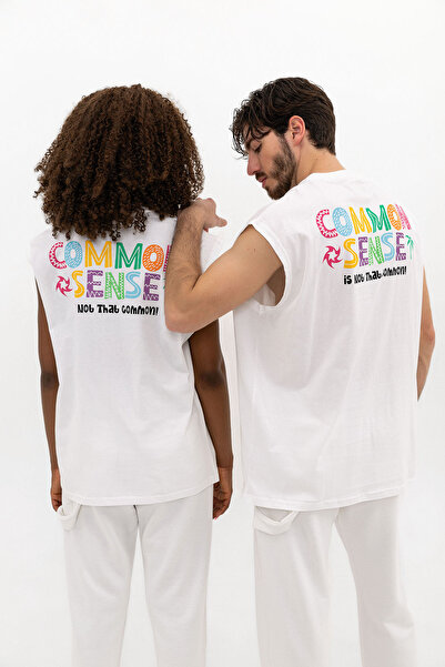 Common People Sense Beyaz Kolsuz Unisex T-shirt