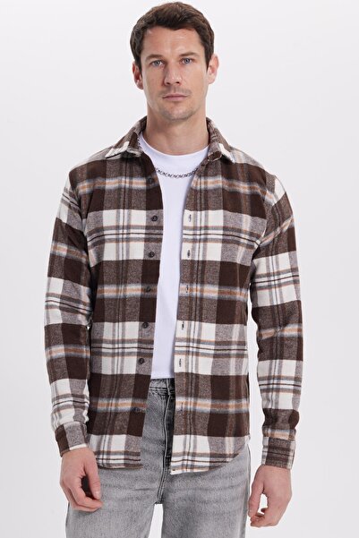 Tudors Erkek Slim Fit Dar Kesim Kareli Kışlık Oduncu Gömlek