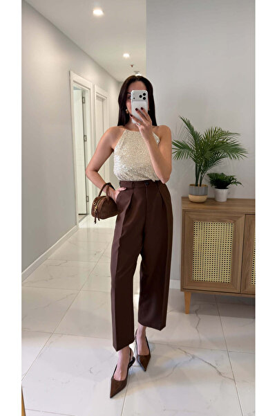 BİRCANÇİL Huggas Brown Carrot Pants