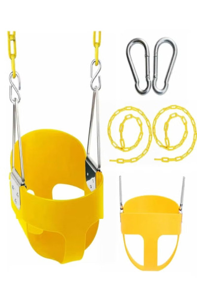 Fitness World Heavy-duty children's swing seat with full backrest and plastic-coated chains