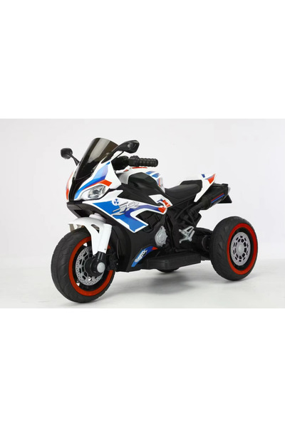 My modern game دباب، دراجة كهربائية ركوب للأطفال 6 فولت بمؤثرات صوتية وإضاءة LED تصميم رياضي- لون أحمر، رمادي، أبيض