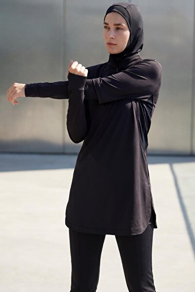 Haşema Active H-Per Fit Μαύρο Αθλητικό Τοπ Προπόνησης με Φερμουάρ στο Λαιμό A...