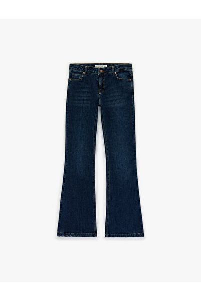 Koton Pantaloni din bumbac cu talie joasă, model strâns, evazat