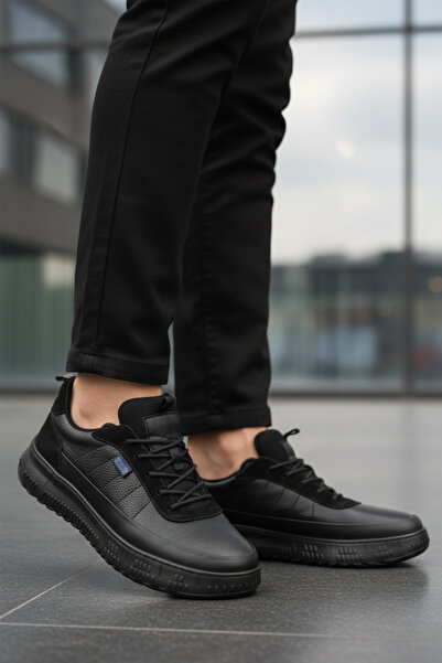 MARCOMEN Scootland 152-22487 Genuine Leather Memory Foam Black Men's Casual Shoes