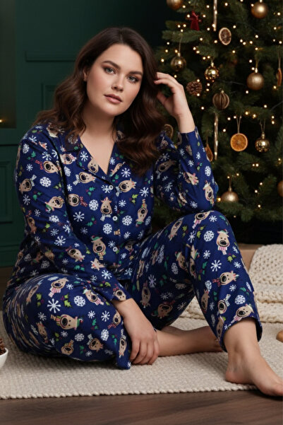 ELİTOL Suede Curve New Year Pajama Set