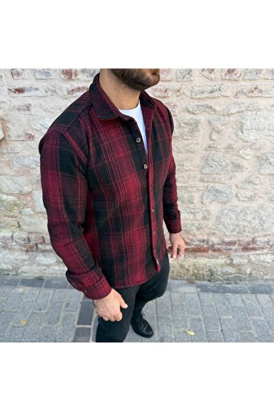 NERA GİYİM Men's Relax Fit Comfortable Cut Shirt Collar Buttoned Winter Lumbe...