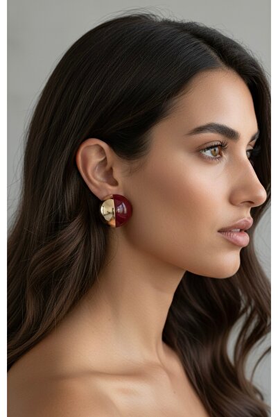 vina's atelier Bordo Gold Top Steel Earrings