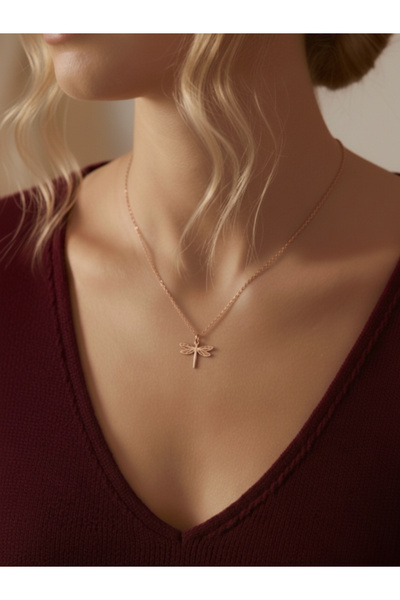 Büşra Çetin 925 Ayar Gümüş Yusufçuk Detaylı 14 Ayar Altın Kaplama Rose Rengi ...