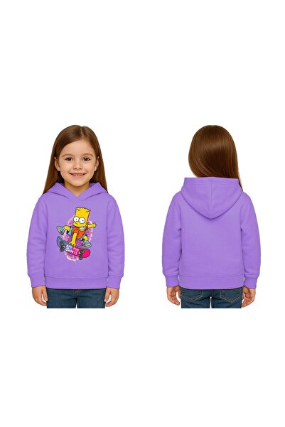 SEDİRLİ Унисекс детска суитшърт с качулка и принт на Симпсън, с 3-редова ребр...