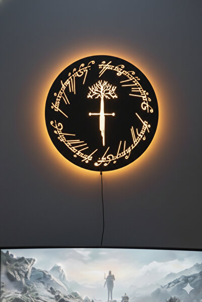 dekoraven Lord of the Rings Yüzükler Efendisi Narsil Kılıcı & Tek Yüzük LED Işıklı Tablo Duvar Dekoru