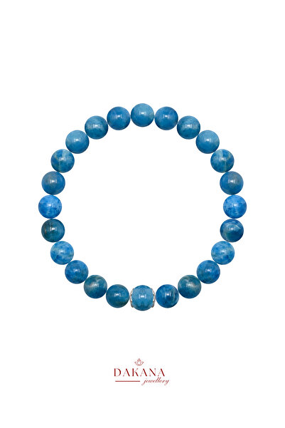 DAKANA JEWELLERY Certified Apatite Stone 8-6 mm Silver Center Detail Natural ...