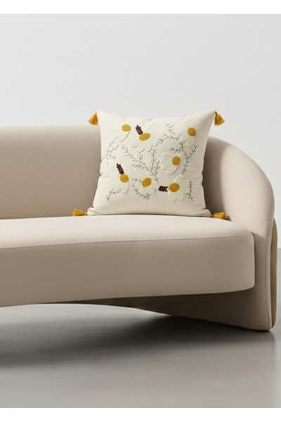 Destiva Home Colorful Spring Flower Punch Embroidered Decorative Tassel Throw...