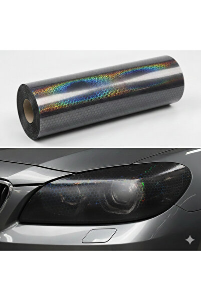 Oto Aksesuarcım Honeycomb Patterned 3D Colormatic Headlight Film Stop Foil 1Mx30Cm Dark Black